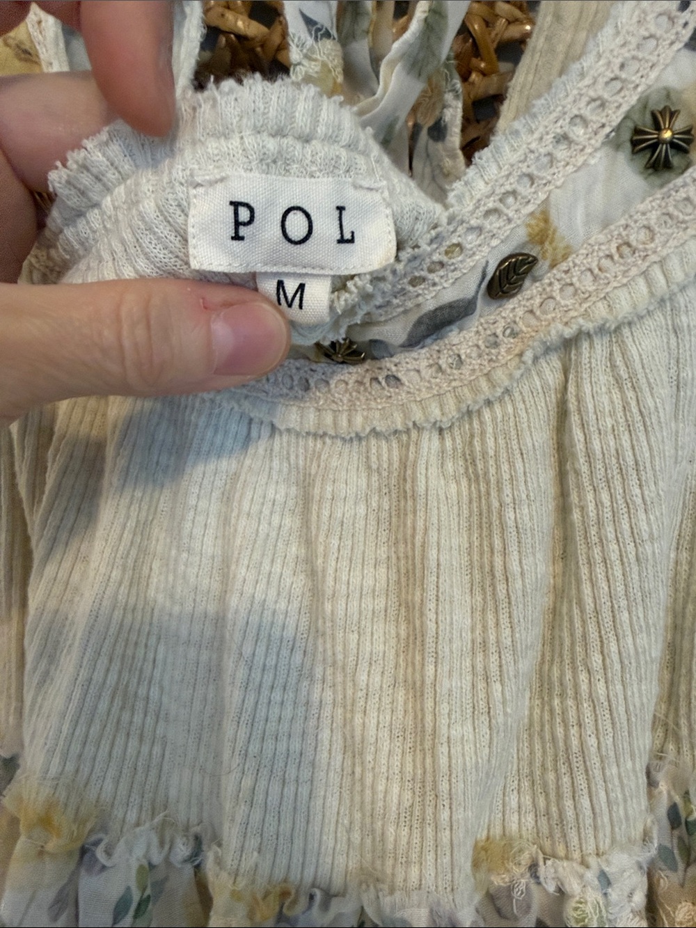 POL Floral Peasant Blouse in Cream and Yellow - Picture 2 of 16